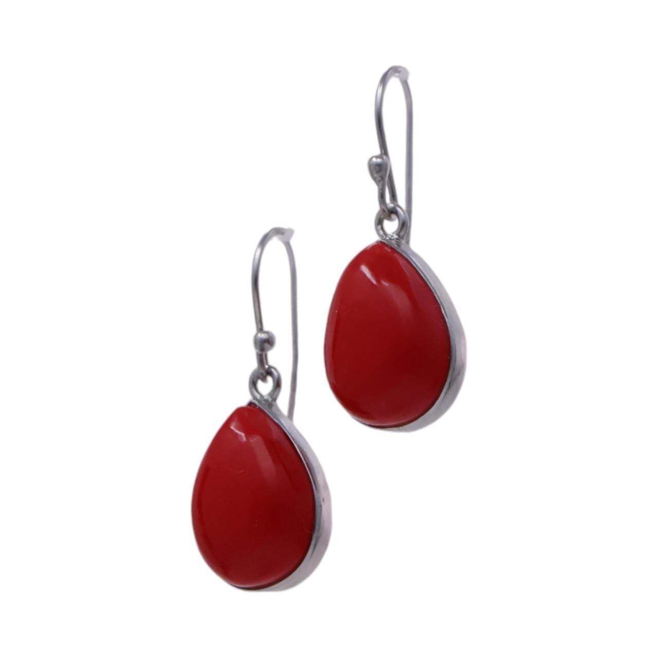 Red Coral Sterling Silver Drop Earrings - Image 7