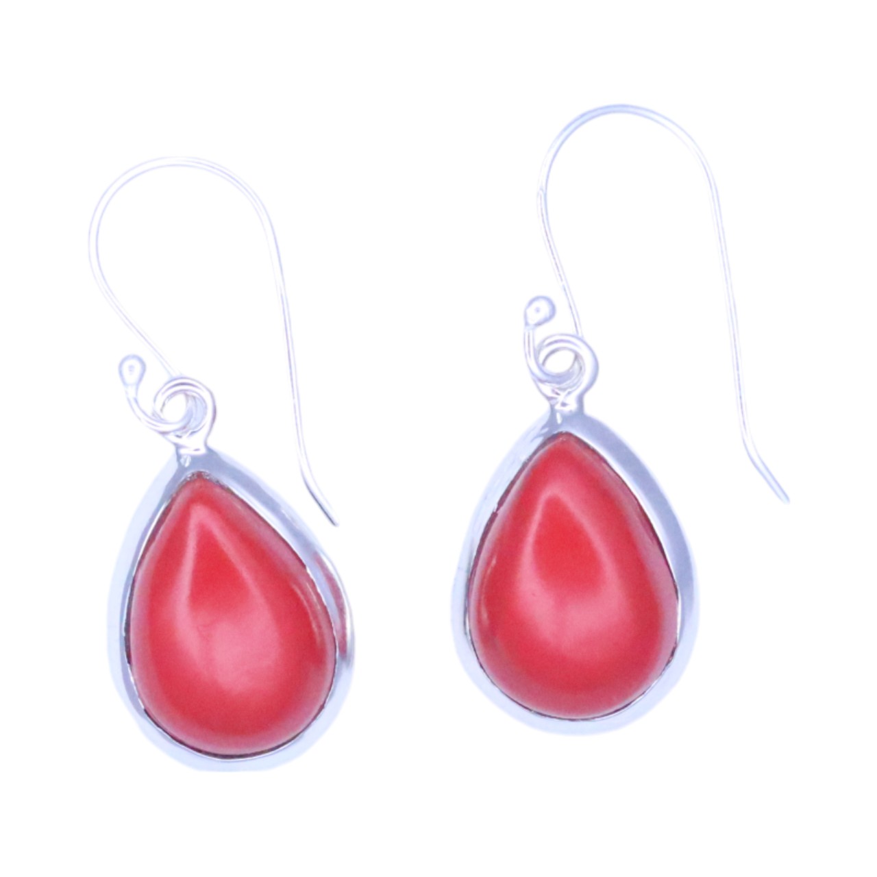 Red Coral Sterling Silver Drop Earrings - Image 4