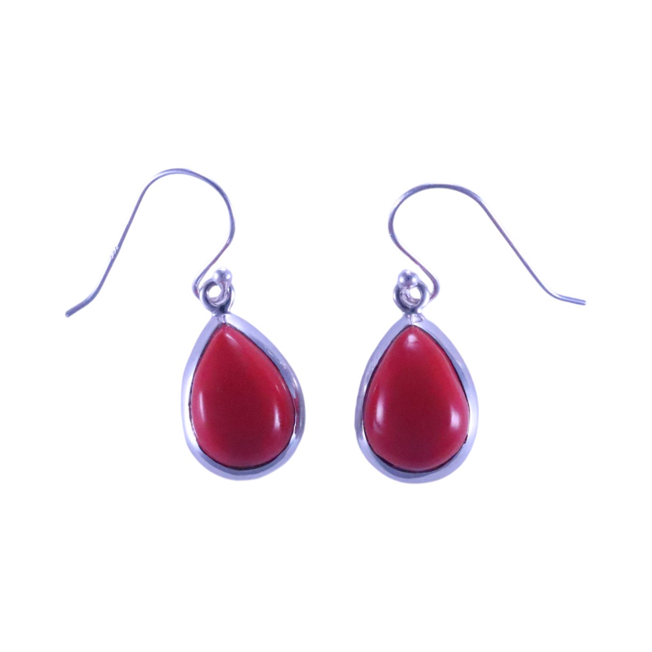 Red Coral Sterling Silver Drop Earrings - Image 3