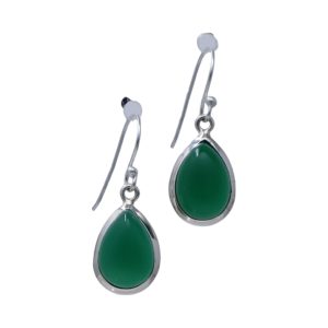 Green Onyx Sterling Silver Drop Earrings - Option 1