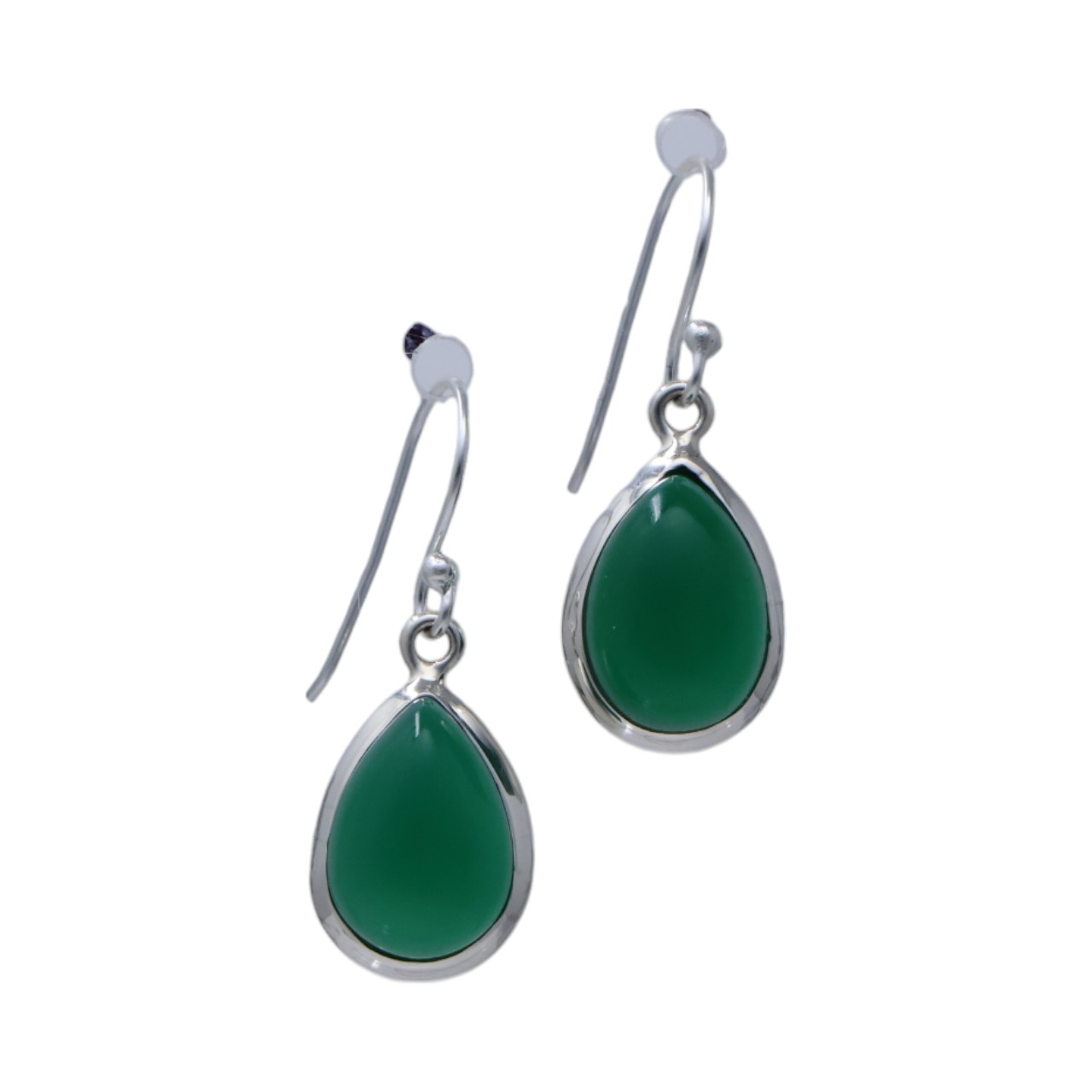 Green Onyx Sterling Silver Drop Earrings - Option 1