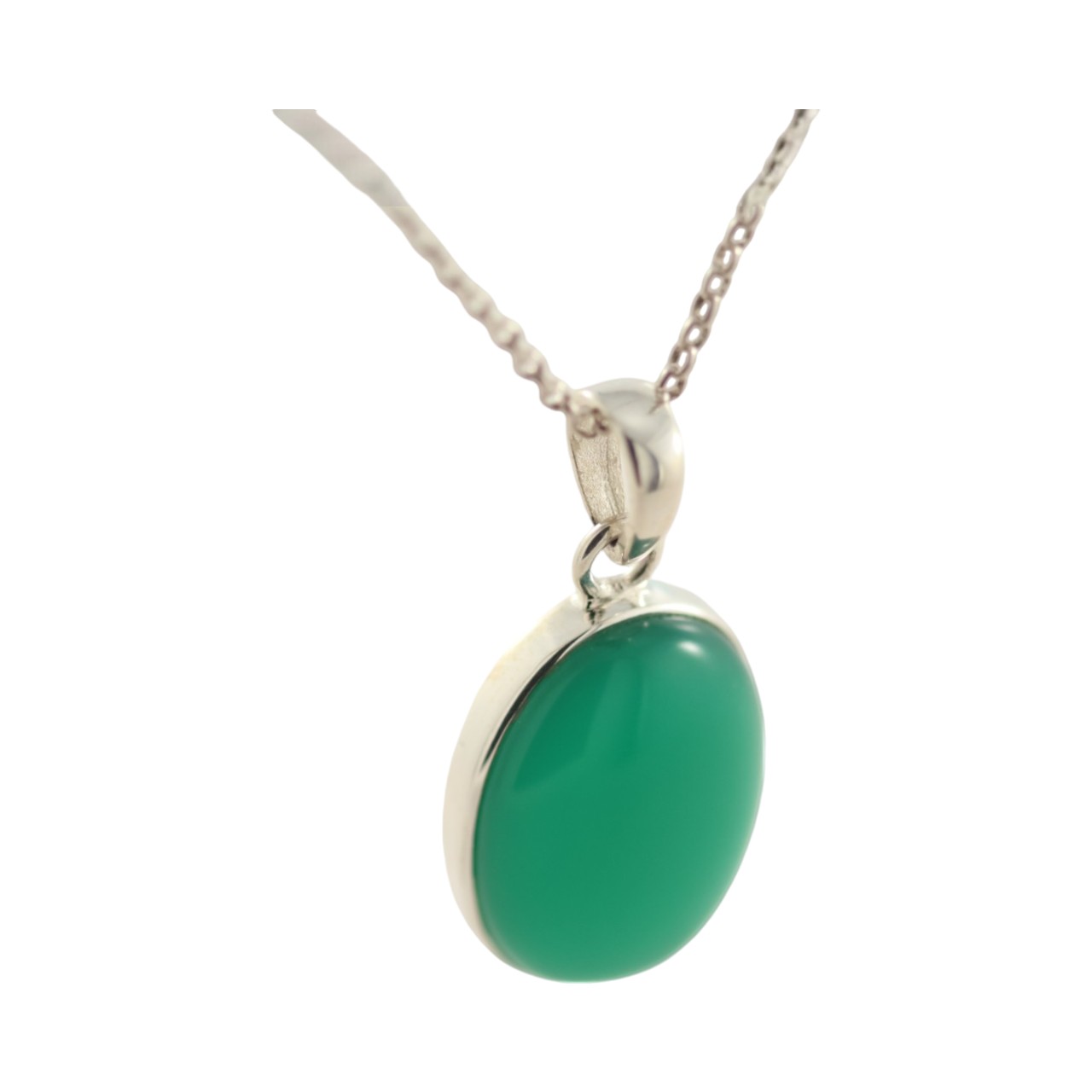 Get the Perfect Green Onyx Silver Oval Pendant for Y Style - Image 8