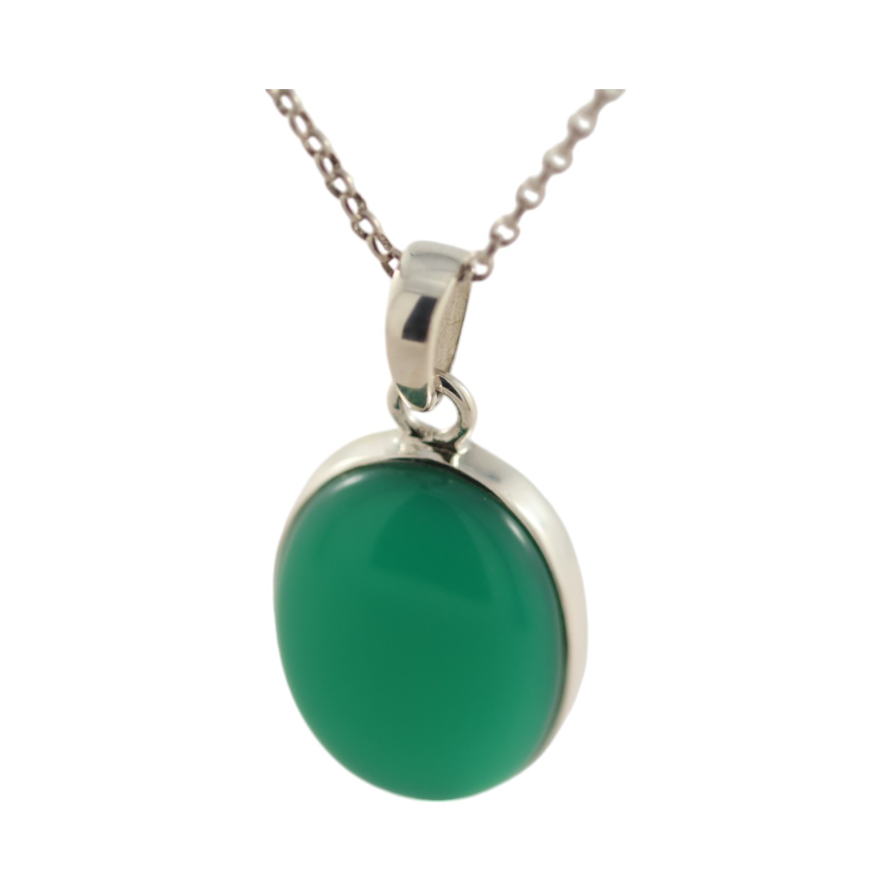 Get the Perfect Green Onyx Silver Oval Pendant for Y Style - Image 9