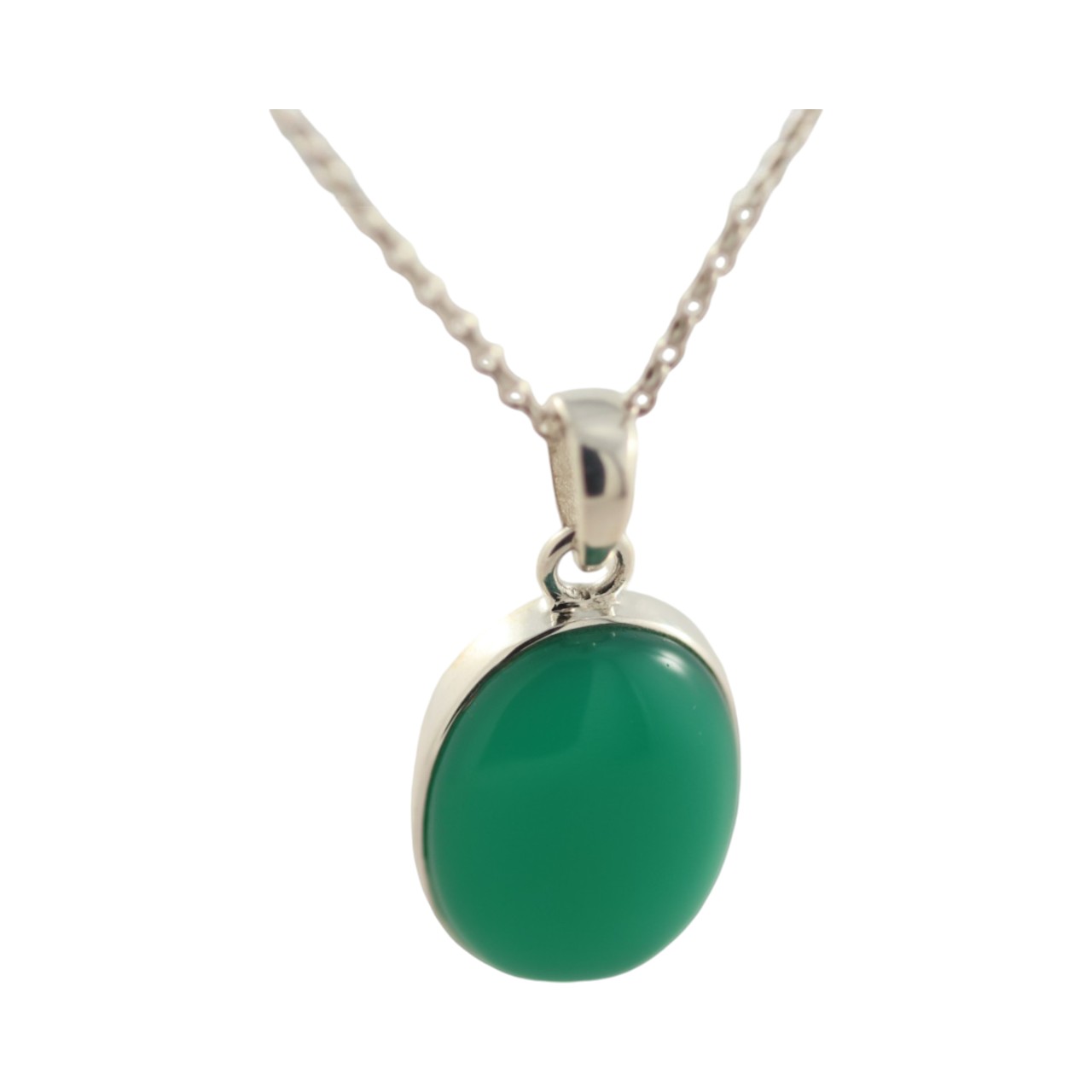 Get the Perfect Green Onyx Silver Oval Pendant for Y Style - Image 6