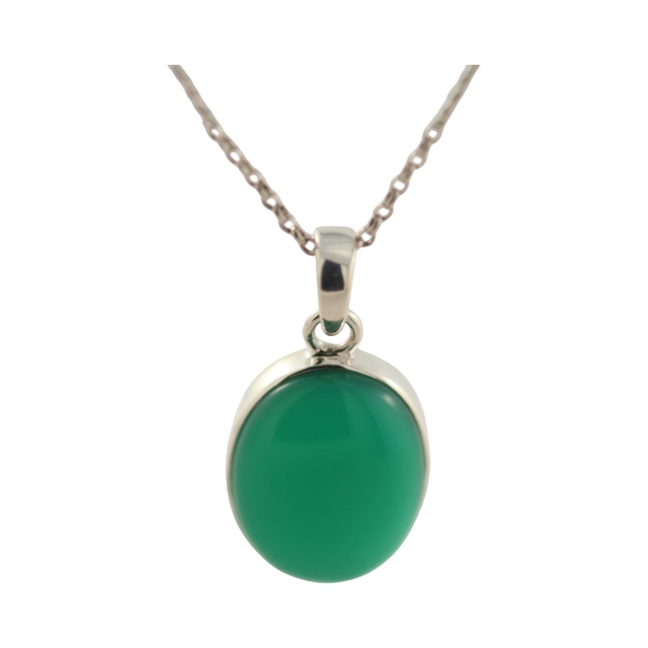 Get the Perfect Green Onyx Silver Oval Pendant for Y Style - Image 5