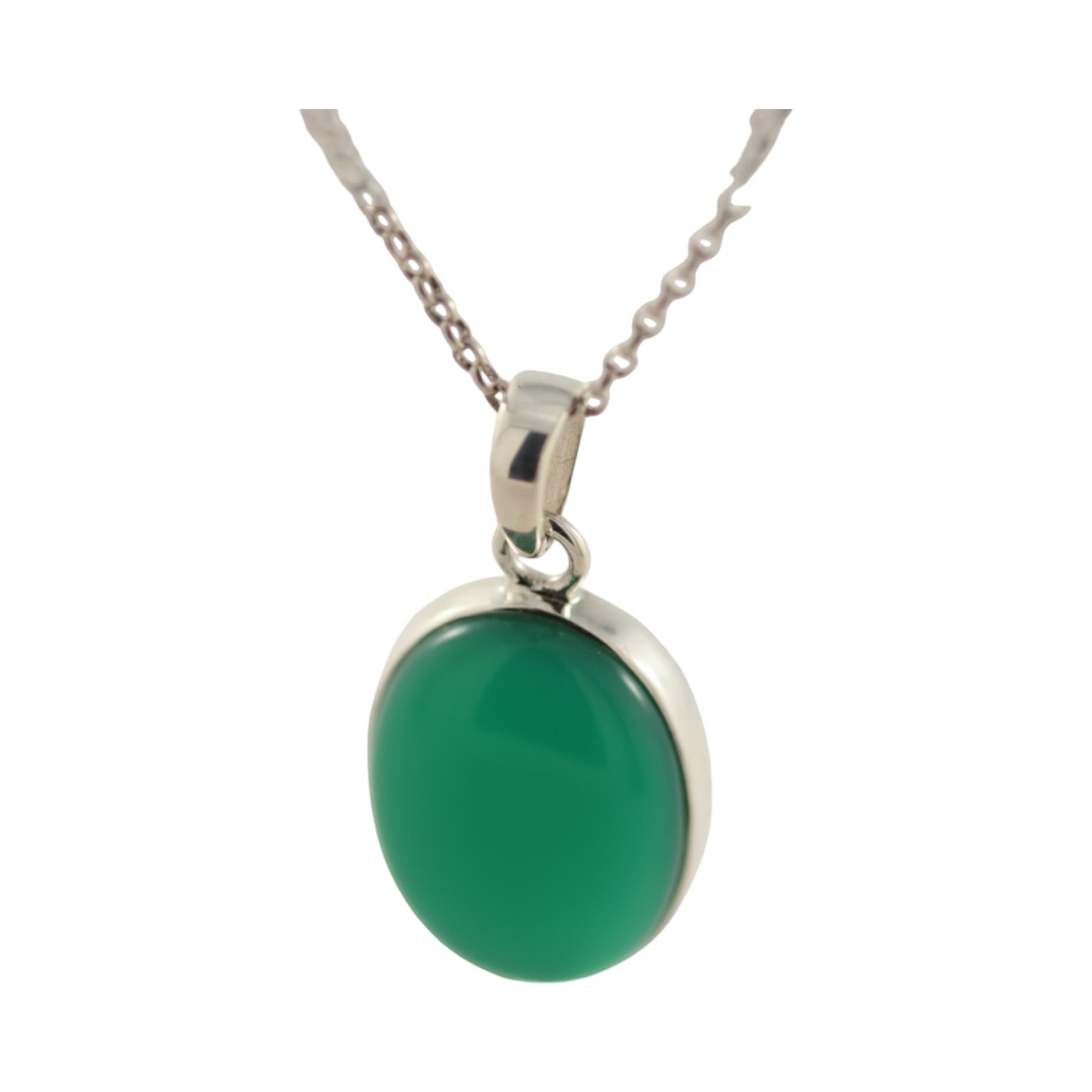 Get the Perfect Green Onyx Silver Oval Pendant for Y Style - Image 4