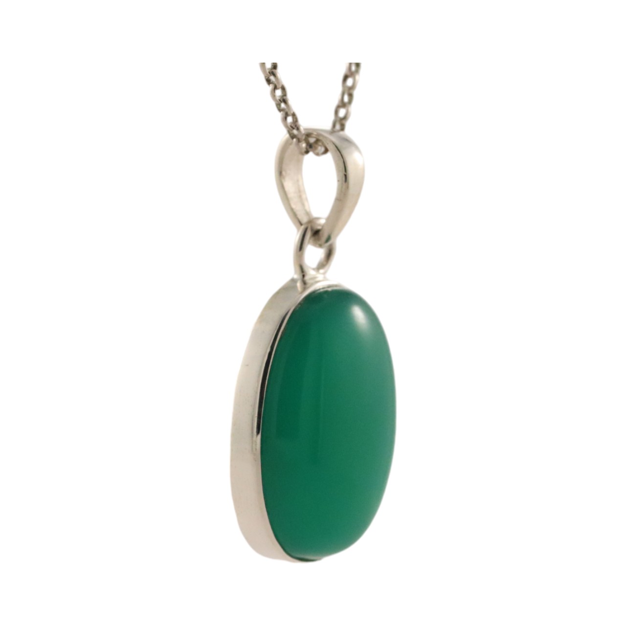 Get the Perfect Green Onyx Silver Oval Pendant for Y Style - Image 3