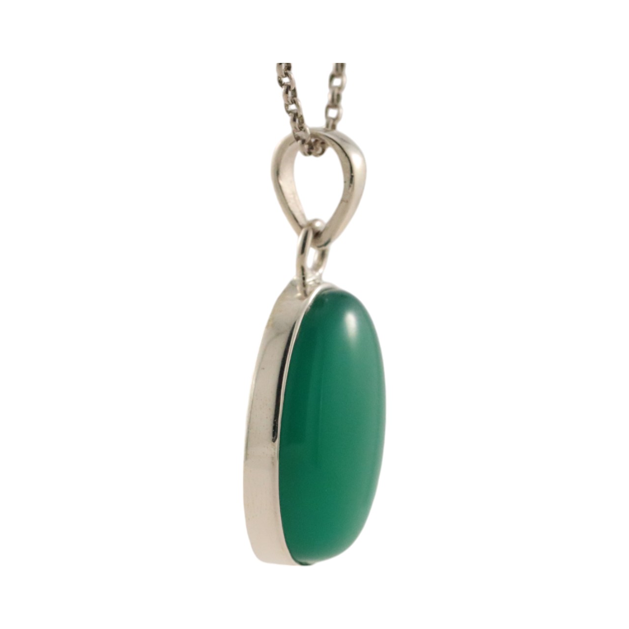 Get the Perfect Green Onyx Silver Oval Pendant for Y Style - Image 2
