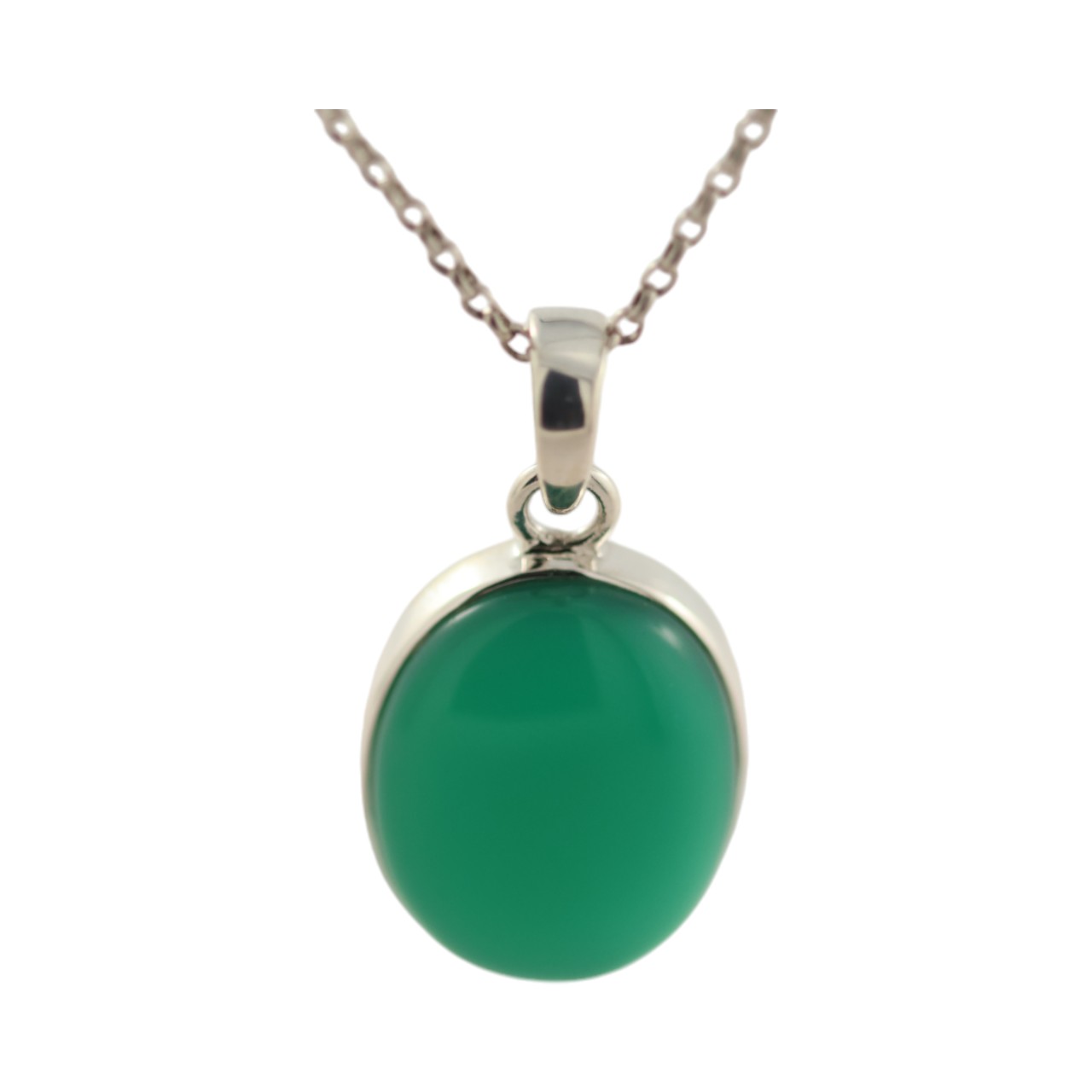 Get the Perfect Green Onyx Silver Oval Pendant for Y Style