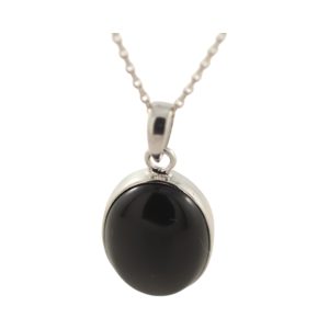Stylish Black Onyx Silver Oval Pendant - Add Elegance to Y Look