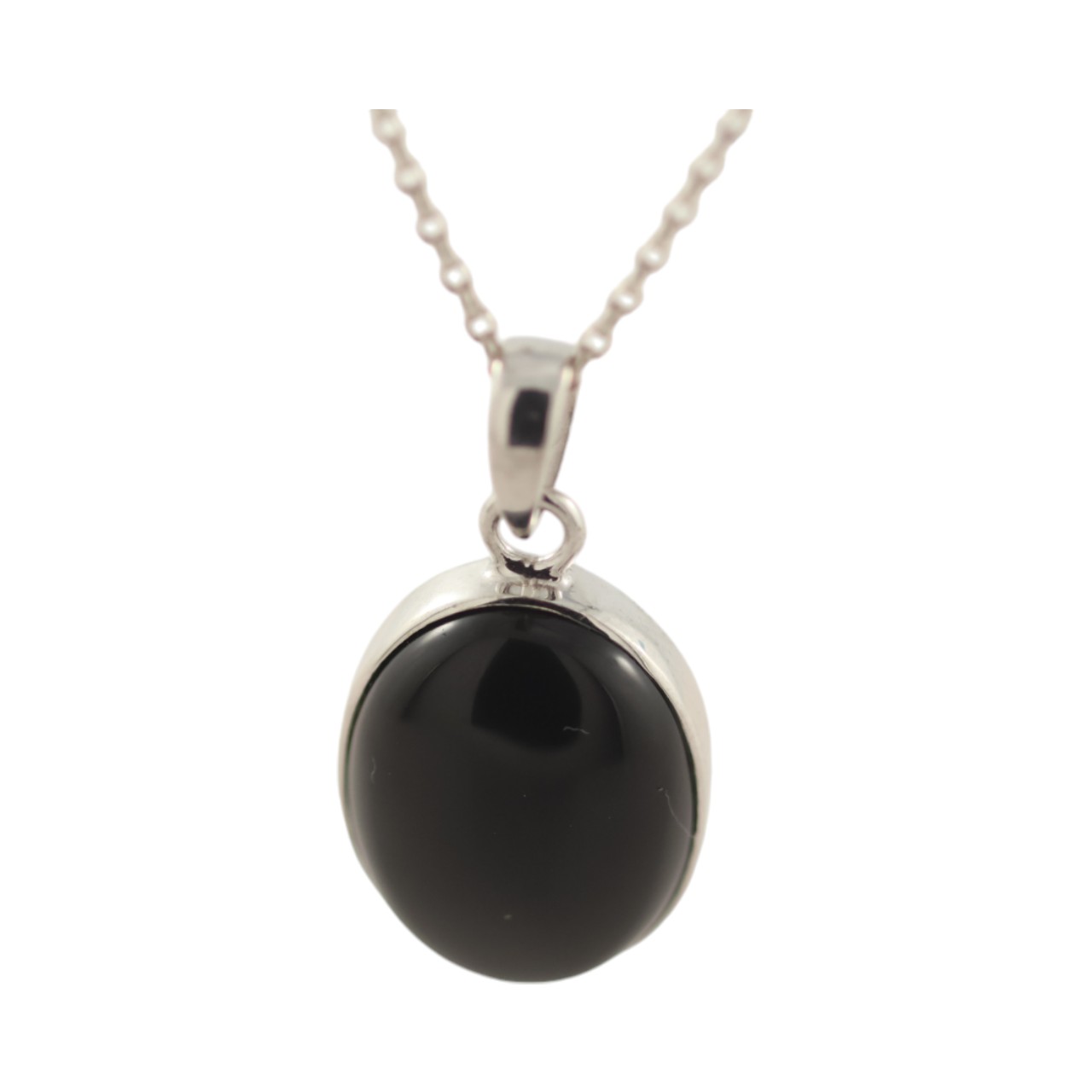 Stylish Black Onyx Silver Oval Pendant - Add Elegance to Y Look