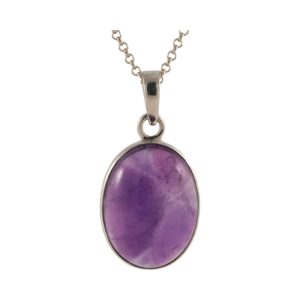 Amethyst Silver Pendant - Oval Design for Effortless Glamour