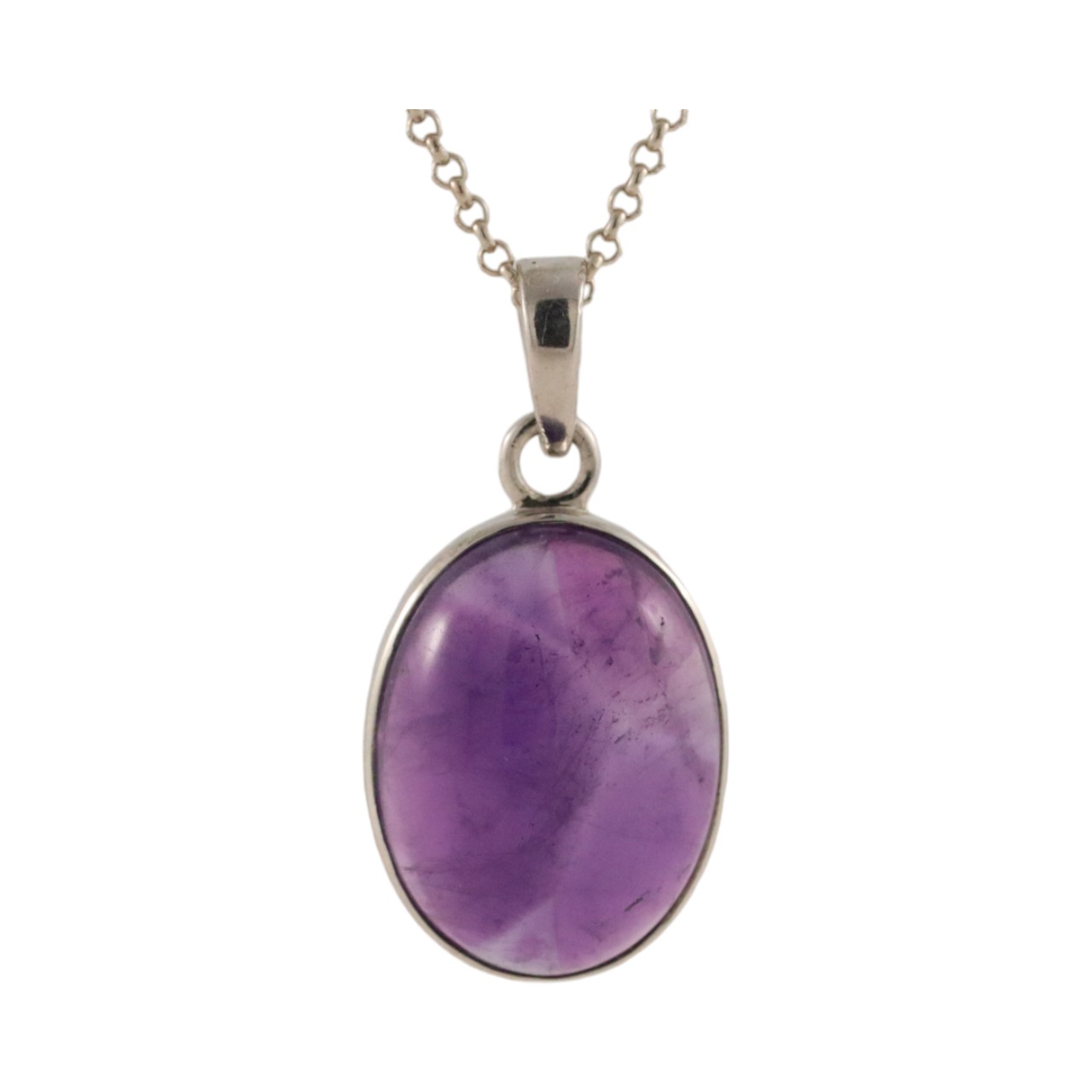 Amethyst Silver Pendant - Oval Design for Effortless Glamour