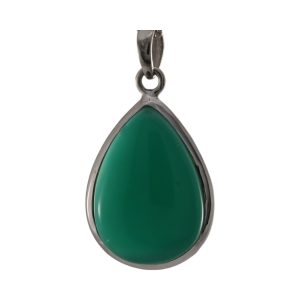 Stunning Beauty of a Tear Drop Shape Green Onyx Pendant