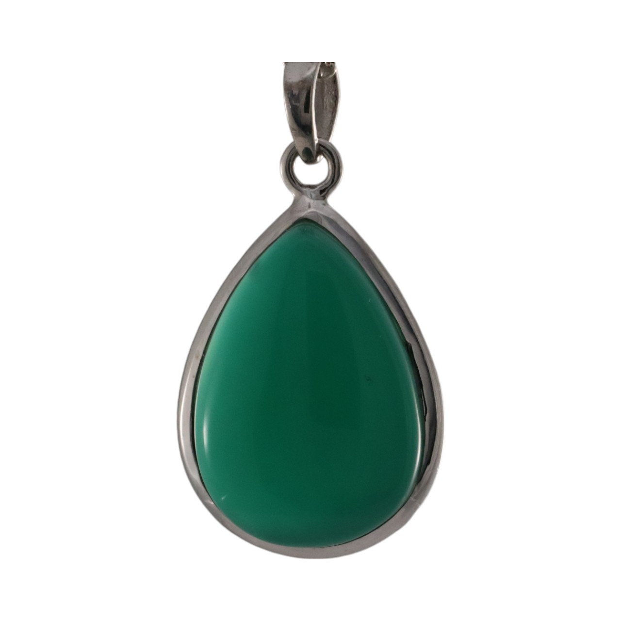 Stunning Beauty of a Tear Drop Shape Green Onyx Pendant
