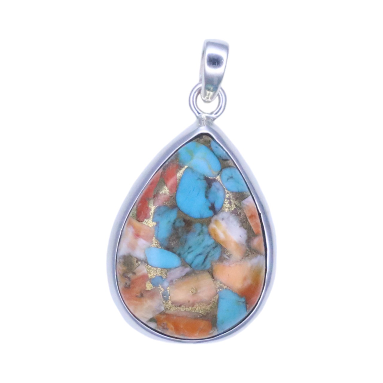 Tear Drop Shape Oyster Copper Turquoise Pendant - Elegance