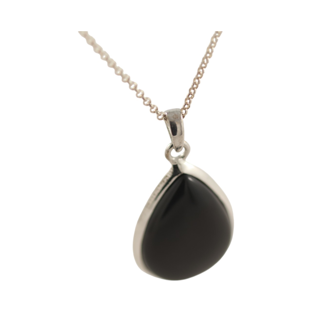 Exquisite Black Onyx Pendant - Sleek Tear Drop Shape Design - Image 5