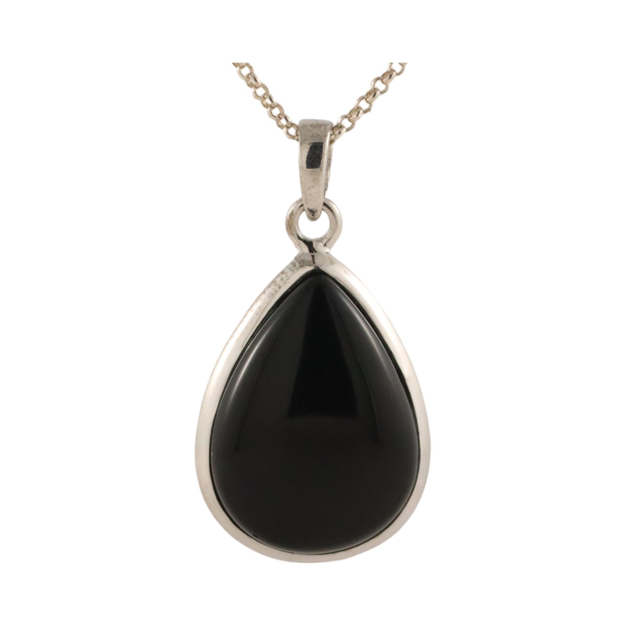 Exquisite Black Onyx Pendant - Sleek Tear Drop Shape Design - Image 3