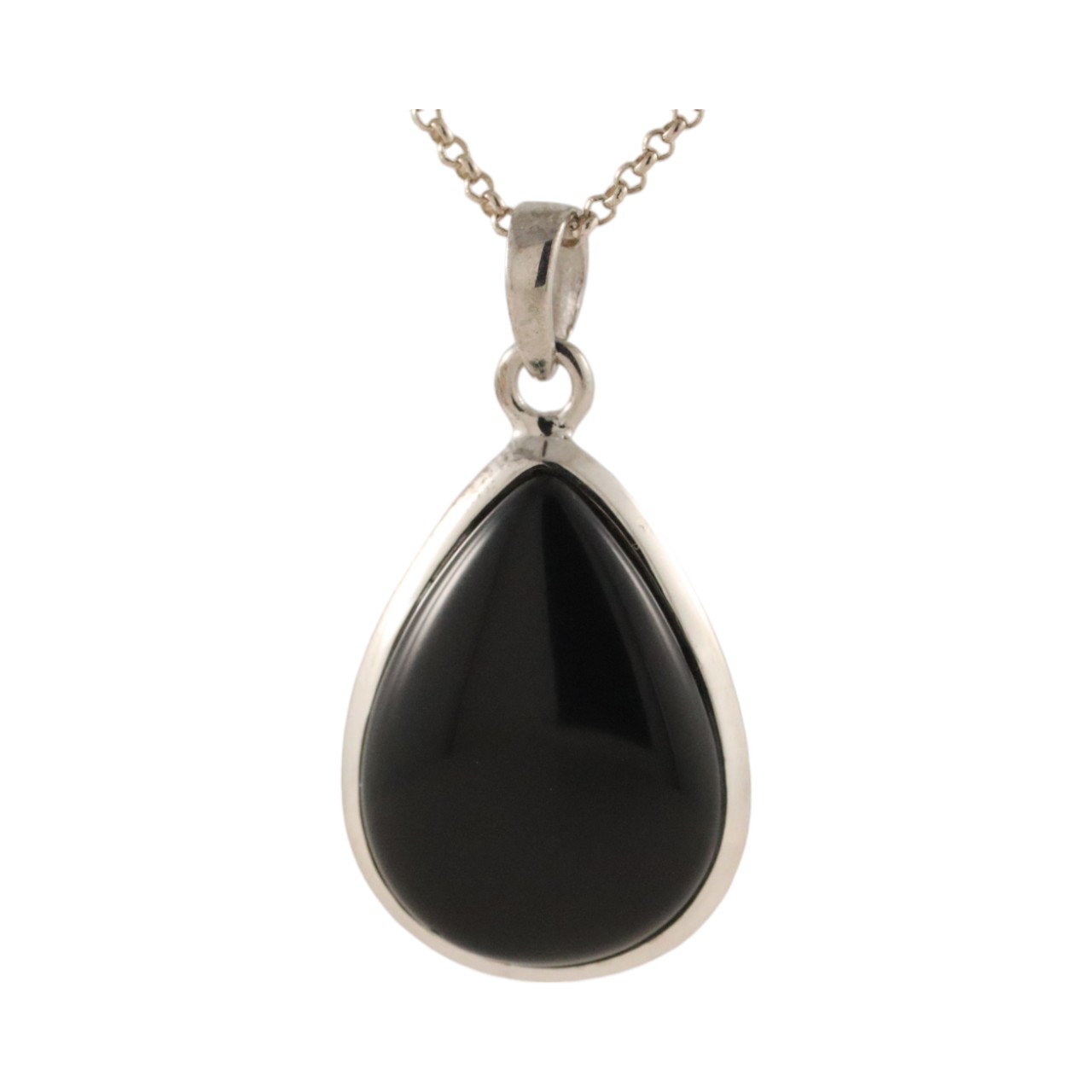 Exquisite Black Onyx Pendant - Sleek Tear Drop Shape Design