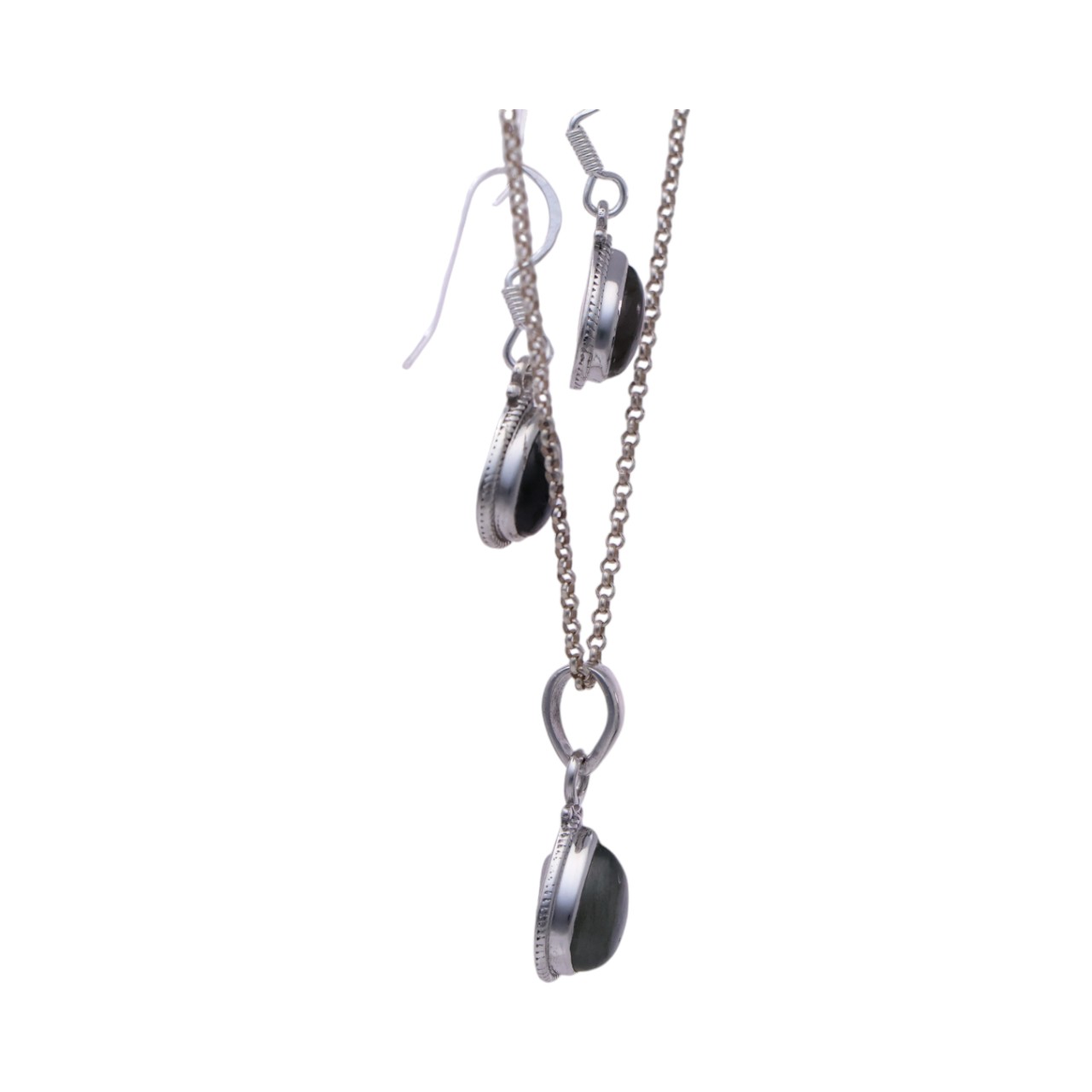 Labradorite Tear Drop Set: Sterling Silver Pendant and Earrings - crafted - Image 8