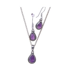 and Sterling Silver Amethyst Pendant and Earrings: The Tear Drop Set