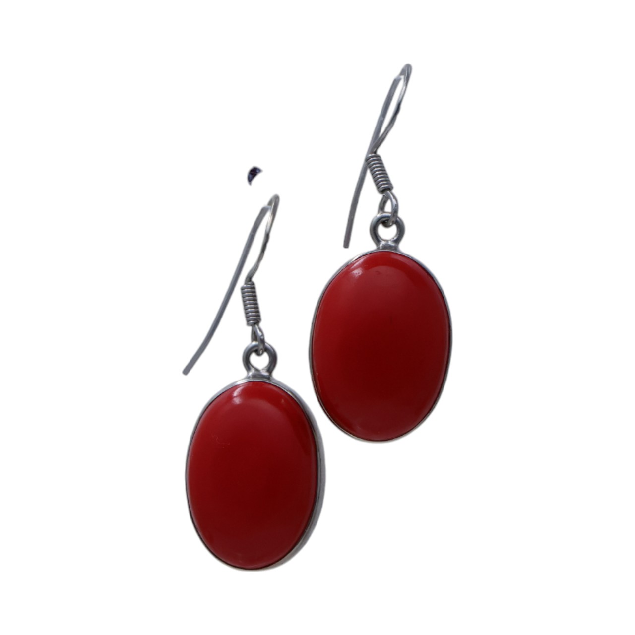 Red Coral Oval Earrings Beauty of it. - Image 6