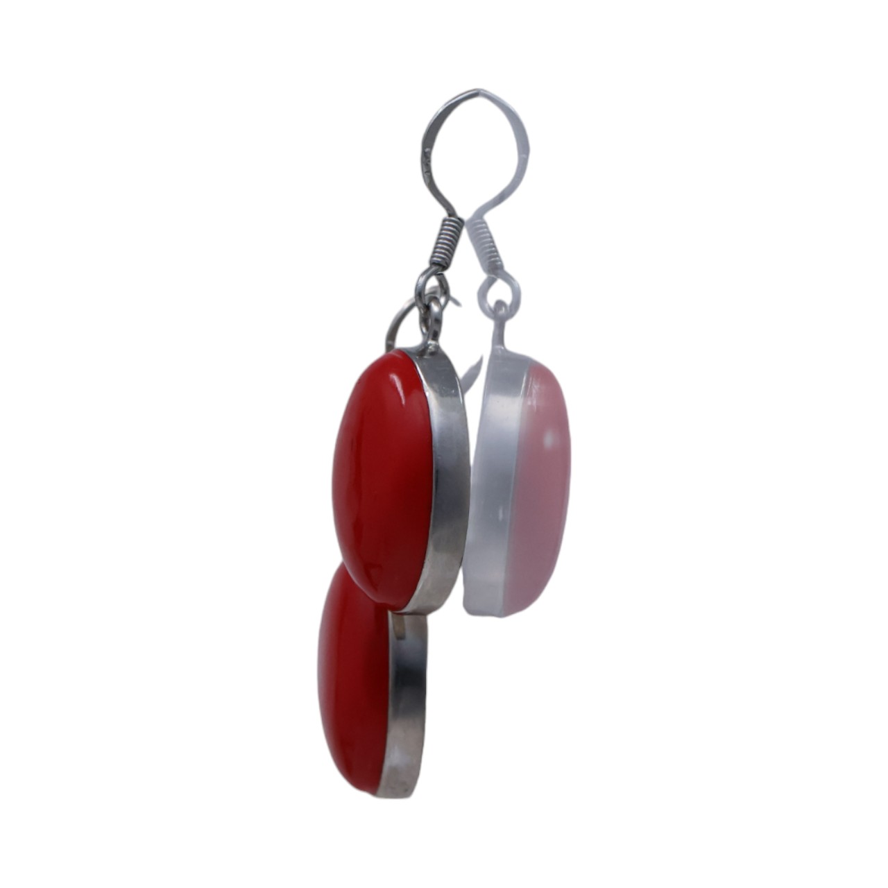 Red Coral Oval Earrings Beauty of it. - Image 5