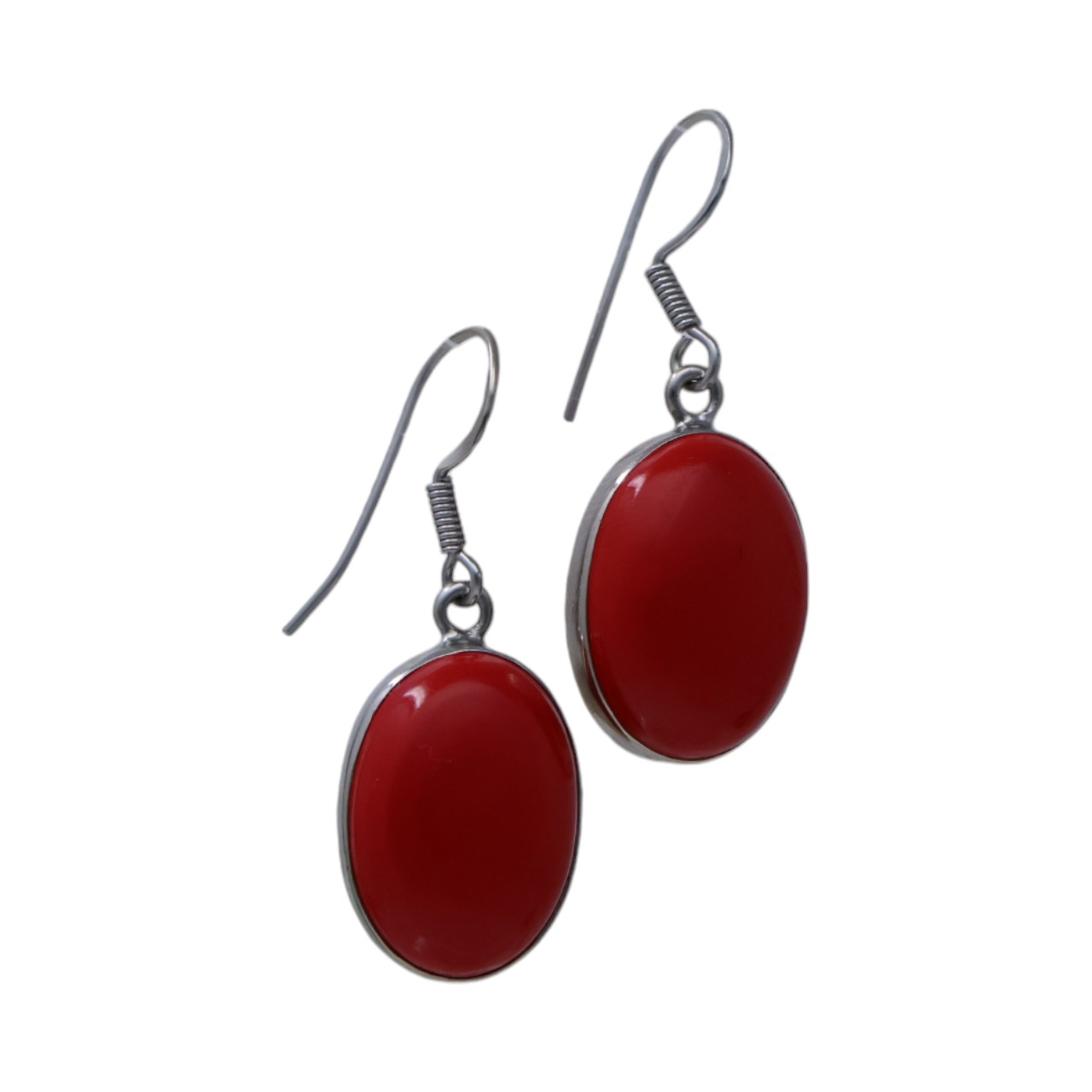 Red Coral Oval Earrings Beauty of it. - Image 3