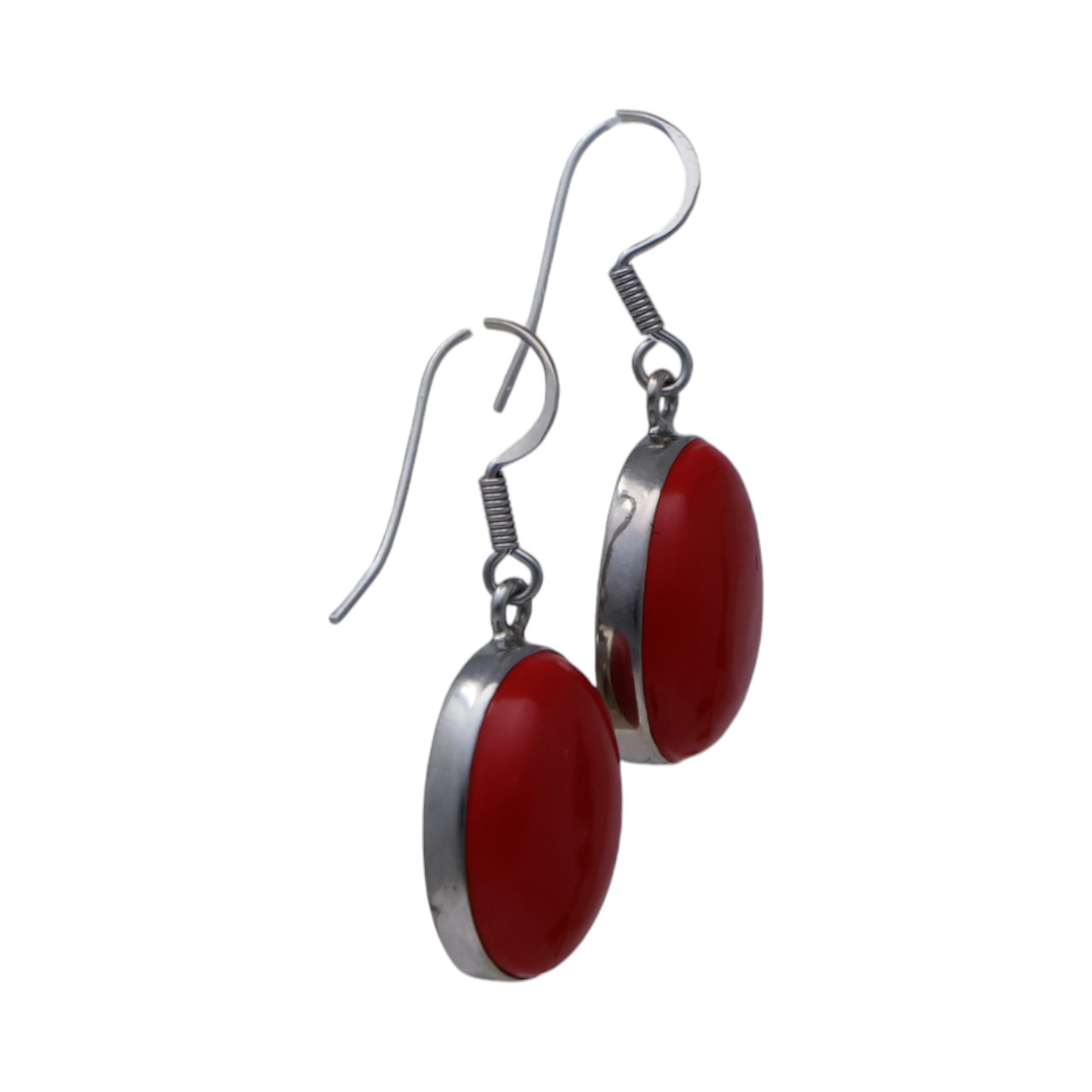 Red Coral Oval Earrings Beauty of it. - Image 2