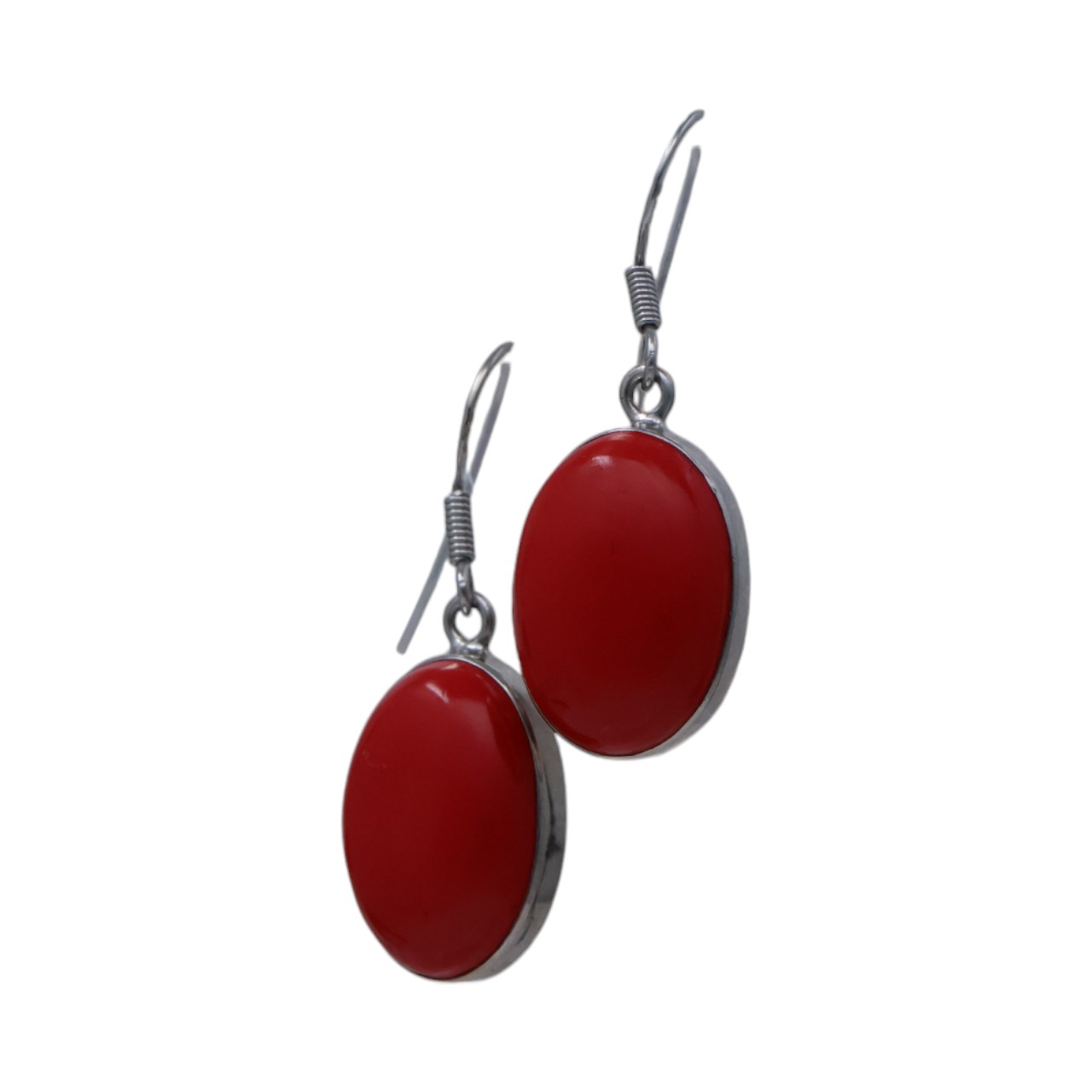 Red Coral Oval Earrings Beauty of it.