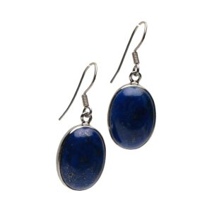 Stunning Lapis Lazuli Oval Earrings: Unique Gemstone Jewelry