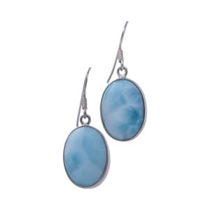 Luxurious Larimar Oval Earrings - Exquisite Handcrafted Jewelry for