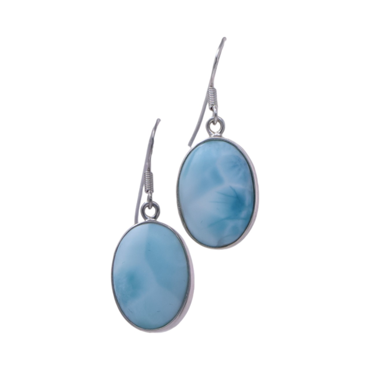Luxurious Larimar Oval Earrings - Exquisite Handcrafted Jewelry for
