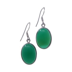 Allure of Green Onyx - Exquisite Oval Earrings for a Touch of Elegance