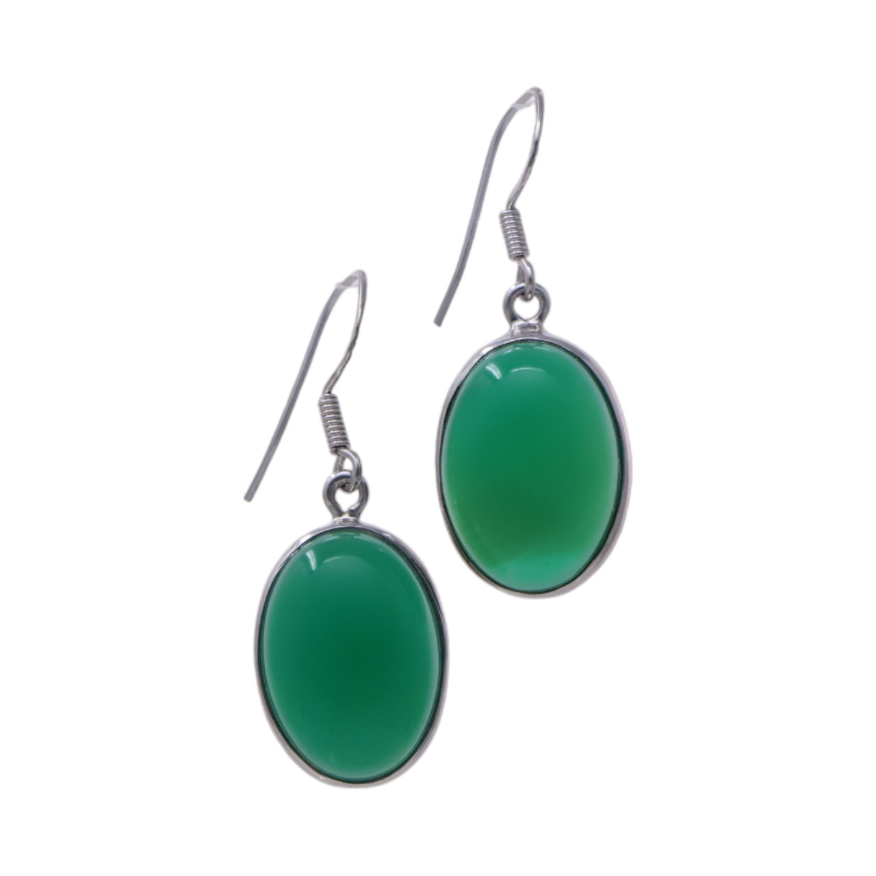 Allure of Green Onyx - Exquisite Oval Earrings for a Touch of Elegance