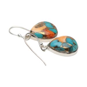 Enhance Y Style with Oyster Copper Turquoise Drop Earrings in Sterling