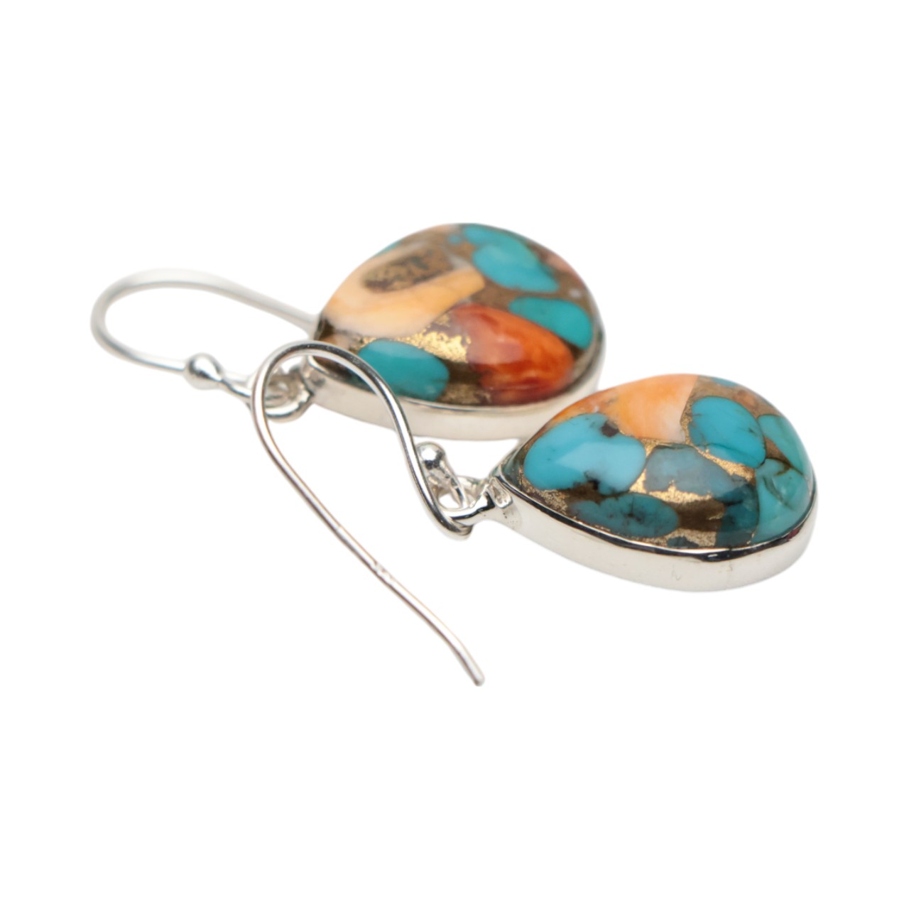 Enhance Y Style with Oyster Copper Turquoise Drop Earrings in Sterling