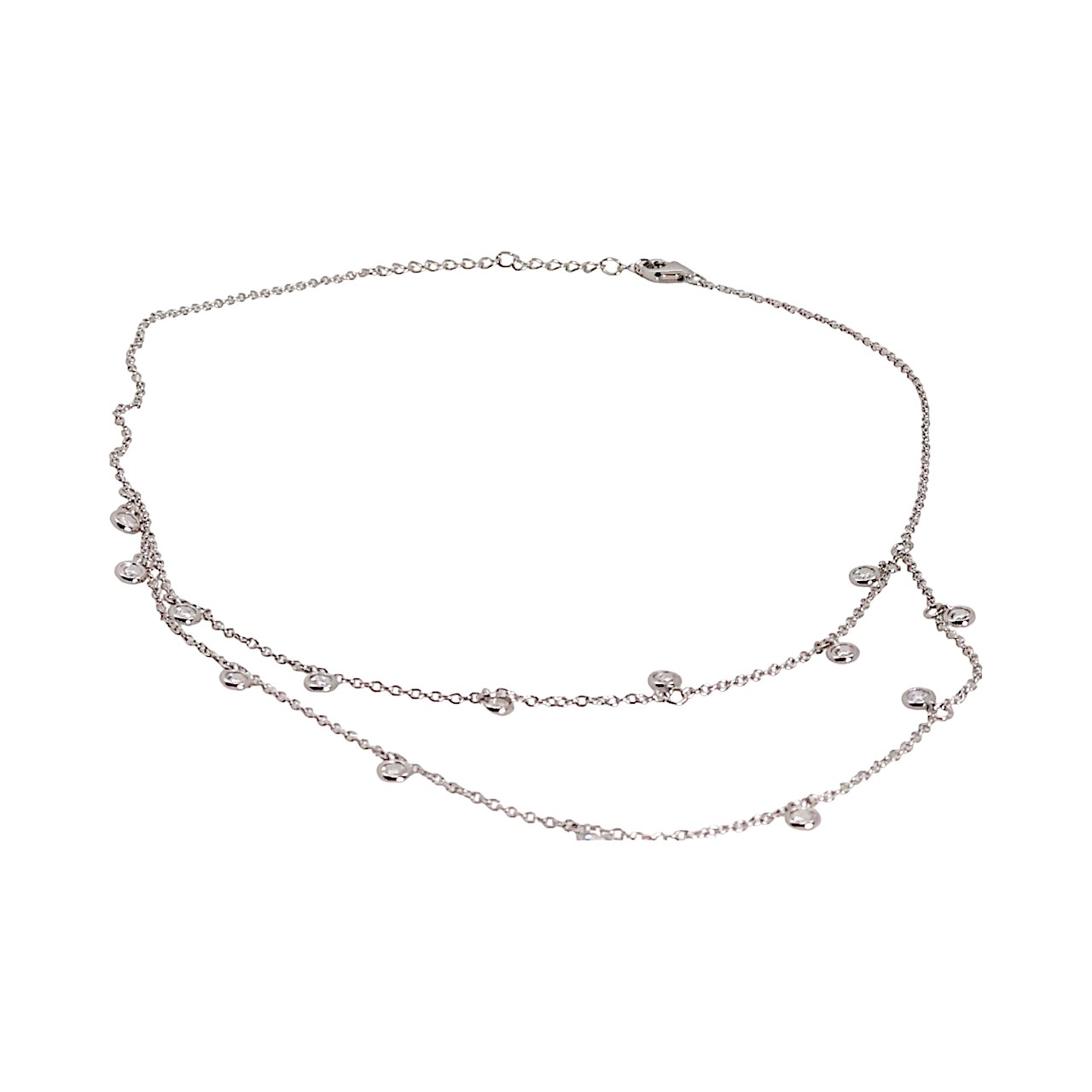 Shimmer in Style: Sterling Silver CZ Chain Necklace | Sparkle all