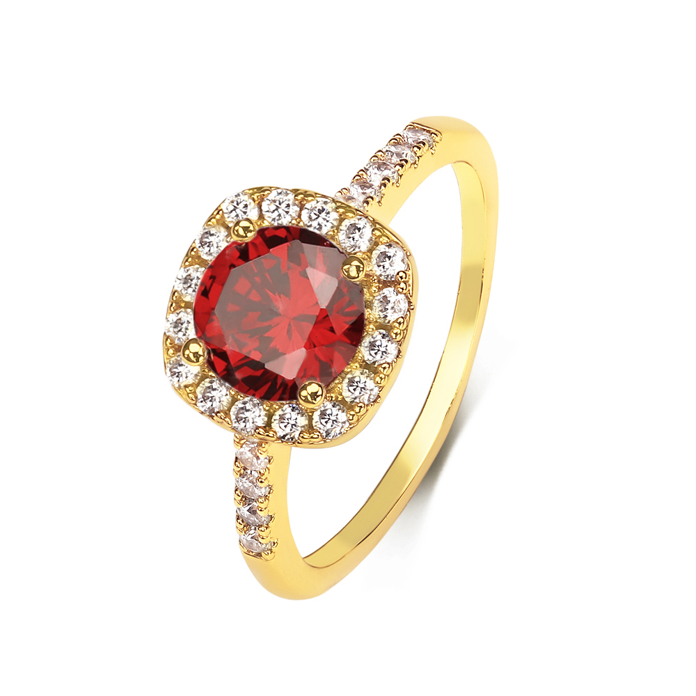 Stunning 18K Gold Plated Red CZ Ring with - Size 6-7-8