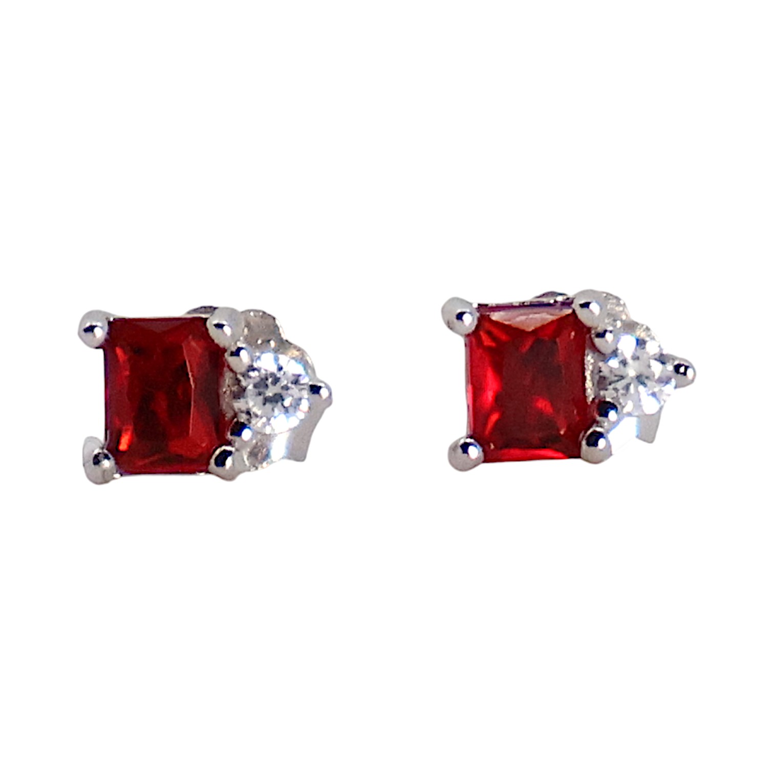 Sparkle in Style with Sterling Silver Red Cubic Zirconia Stud Earrings