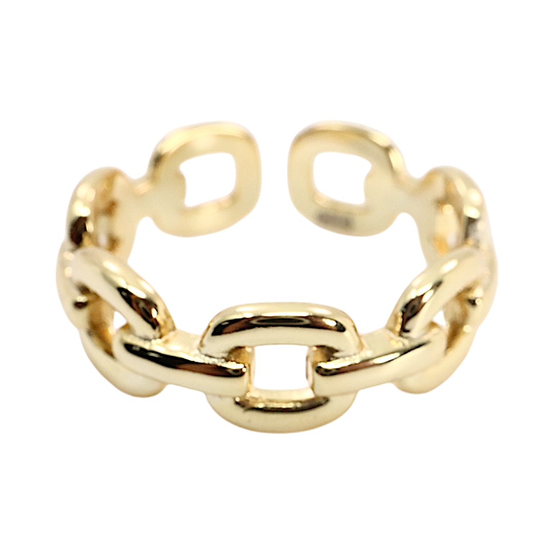 Stylish and Versatile: 18K Gold Plated Adjustable Chain Link Ring in - Image 6