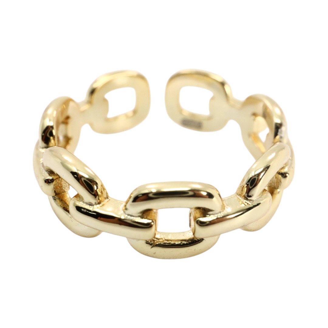 Stylish and Versatile: 18K Gold Plated Adjustable Chain Link Ring in - Image 7