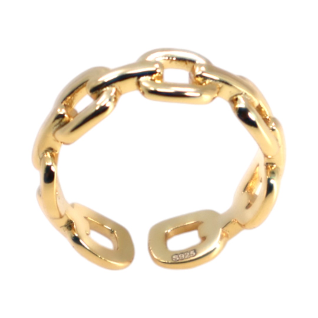 Stylish and Versatile: 18K Gold Plated Adjustable Chain Link Ring in - Image 5