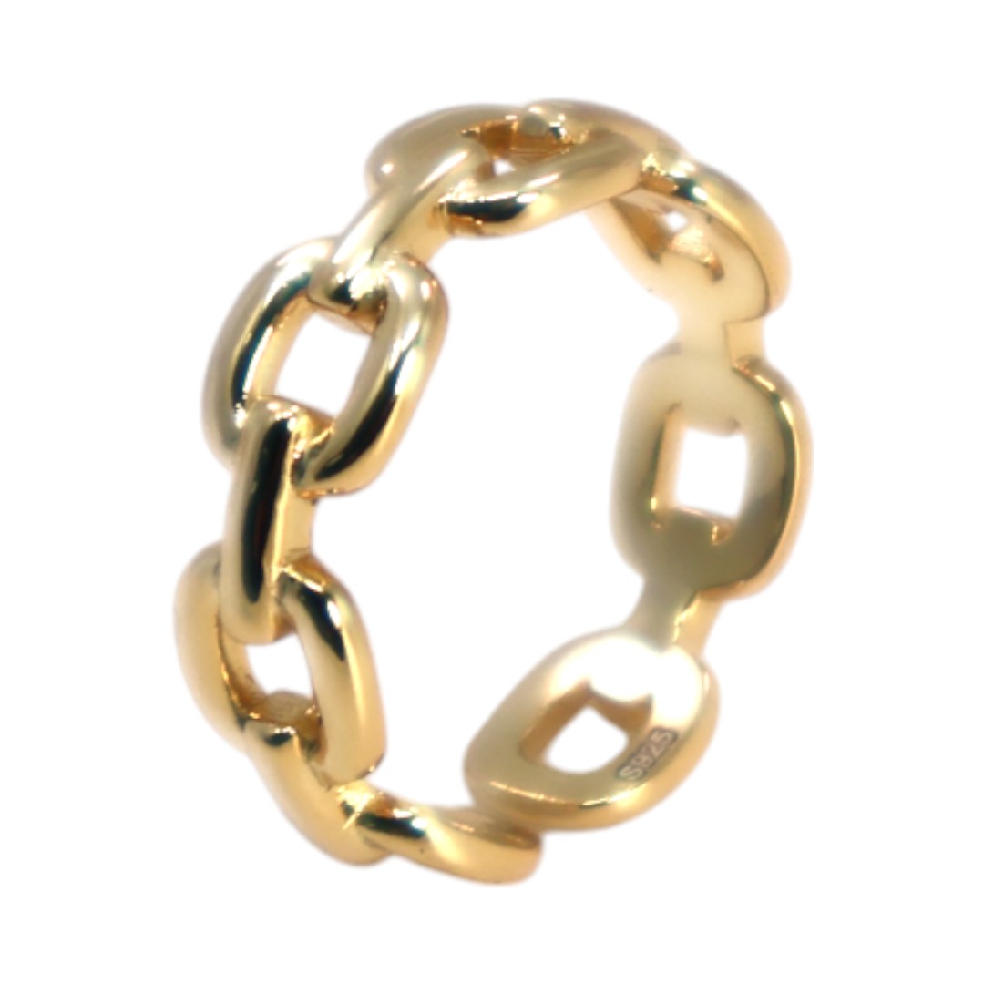 Stylish and Versatile: 18K Gold Plated Adjustable Chain Link Ring in - Image 3