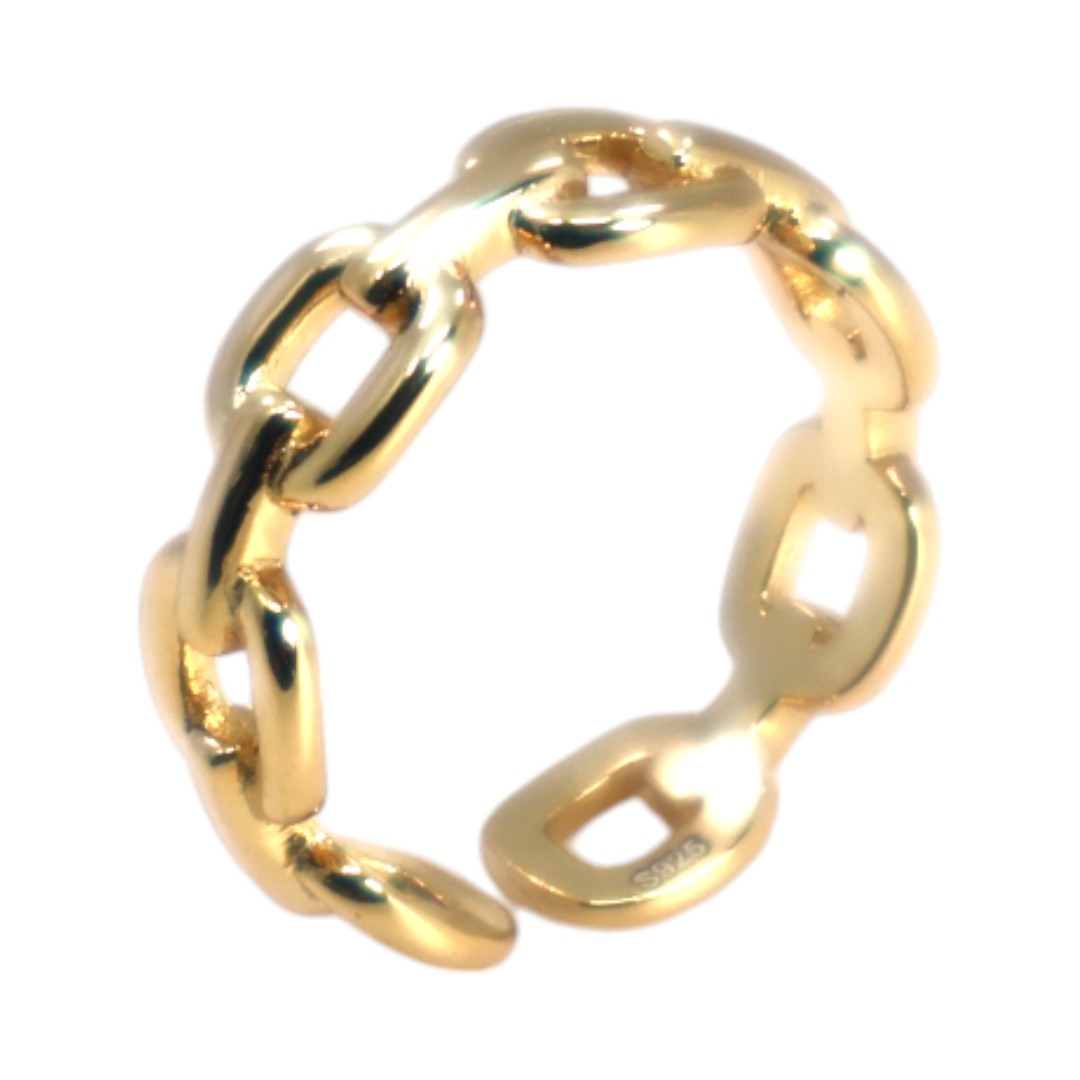 Stylish and Versatile: 18K Gold Plated Adjustable Chain Link Ring in - Image 4
