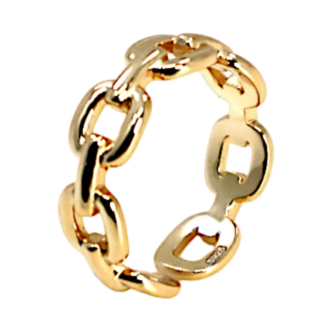 Stylish and Versatile: 18K Gold Plated Adjustable Chain Link Ring in - Image 2