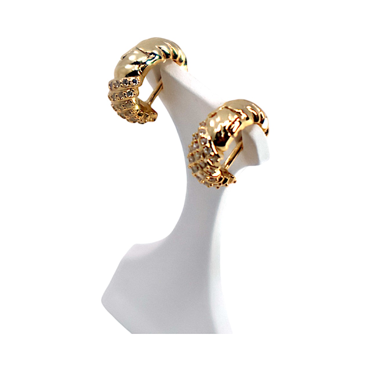 Gold Plated Small Hoops with Sparkling Cubic Zirconium - and Affordable - Image 9
