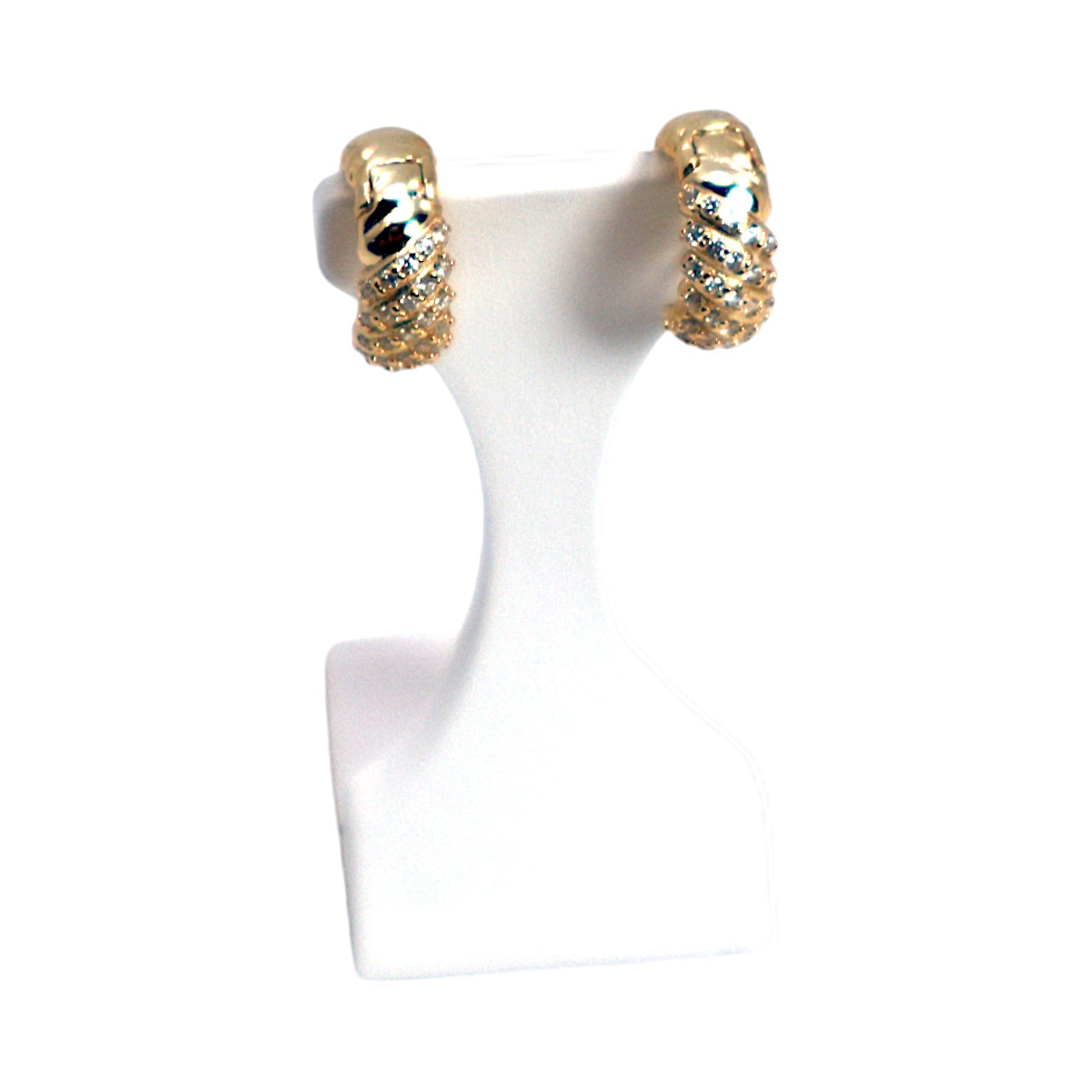 Gold Plated Small Hoops with Sparkling Cubic Zirconium - and Affordable - Image 6