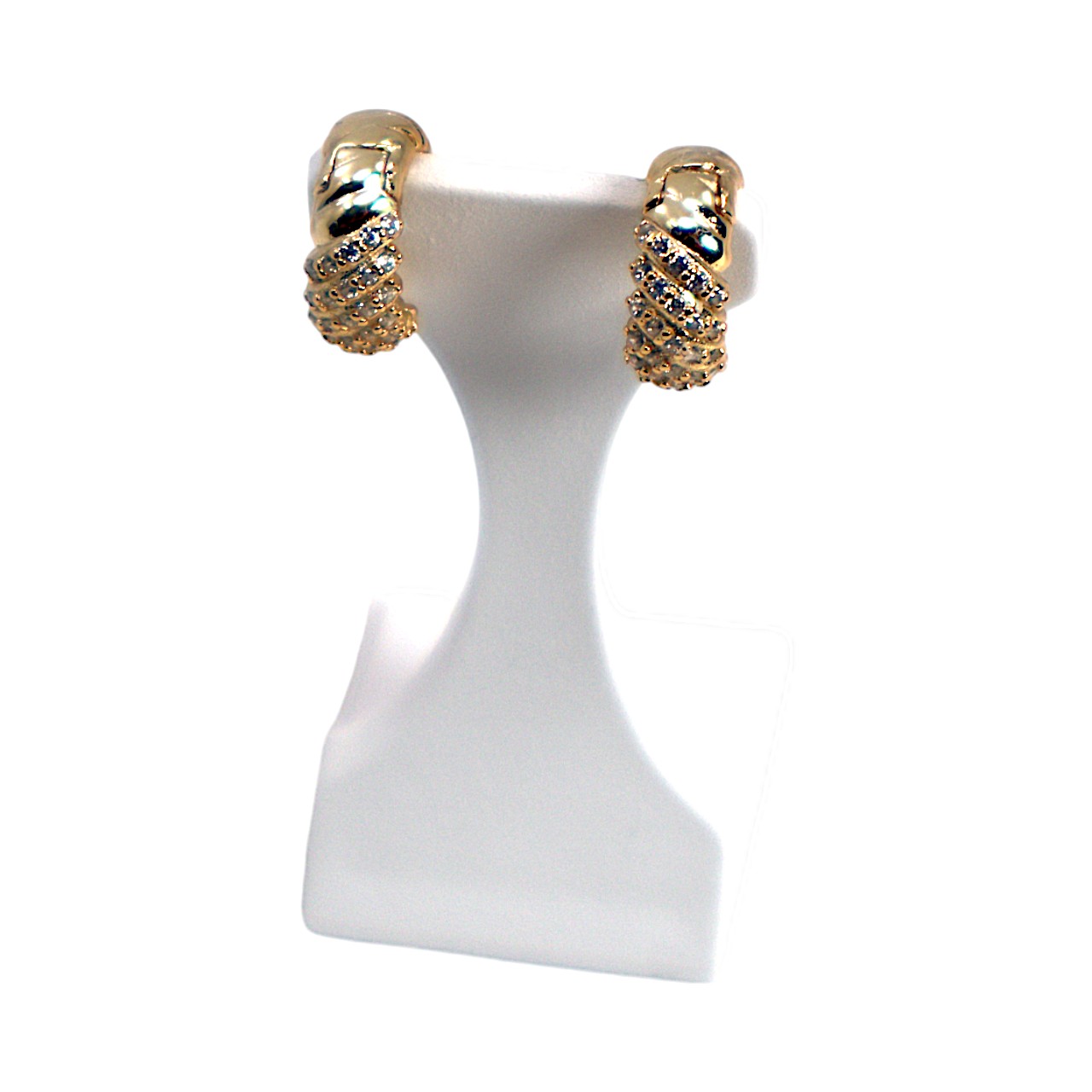 Gold Plated Small Hoops with Sparkling Cubic Zirconium - and Affordable - Image 7