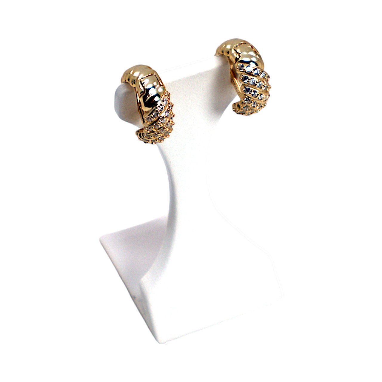 Gold Plated Small Hoops with Sparkling Cubic Zirconium - and Affordable - Image 5